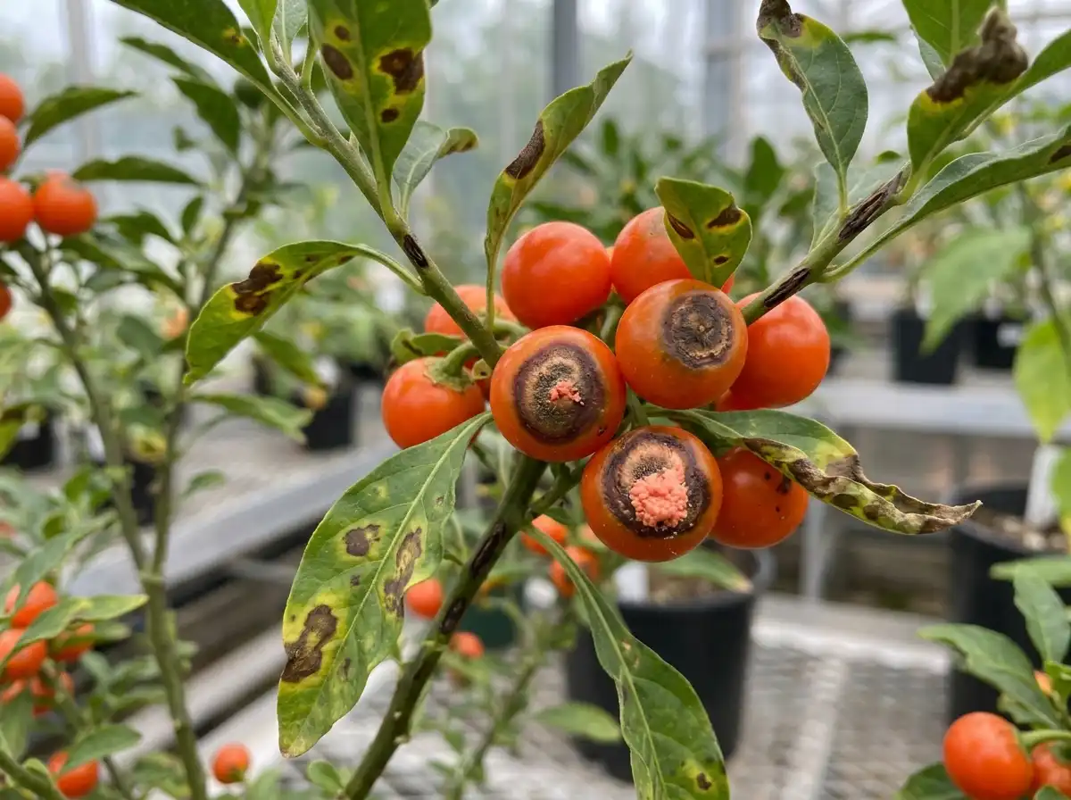 Anthracnose in Jerusalem Cherry, on Jerusalem Cherry, Fungal