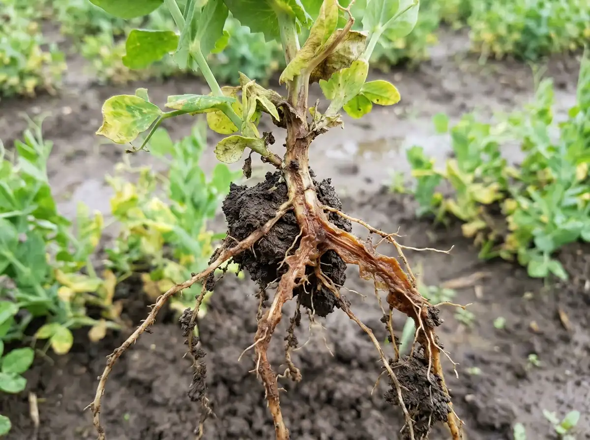 Aphanomyces root rot in Pea, sur Le Pois, Oomycete