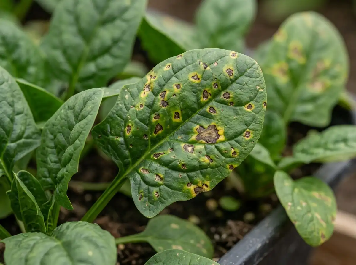 Bacterial Leaf Spot in Spinach, on Spinach, Bacterial
