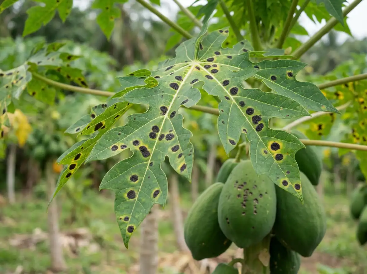 Black spot in Papaya, sur Le Papayer, Fungal
