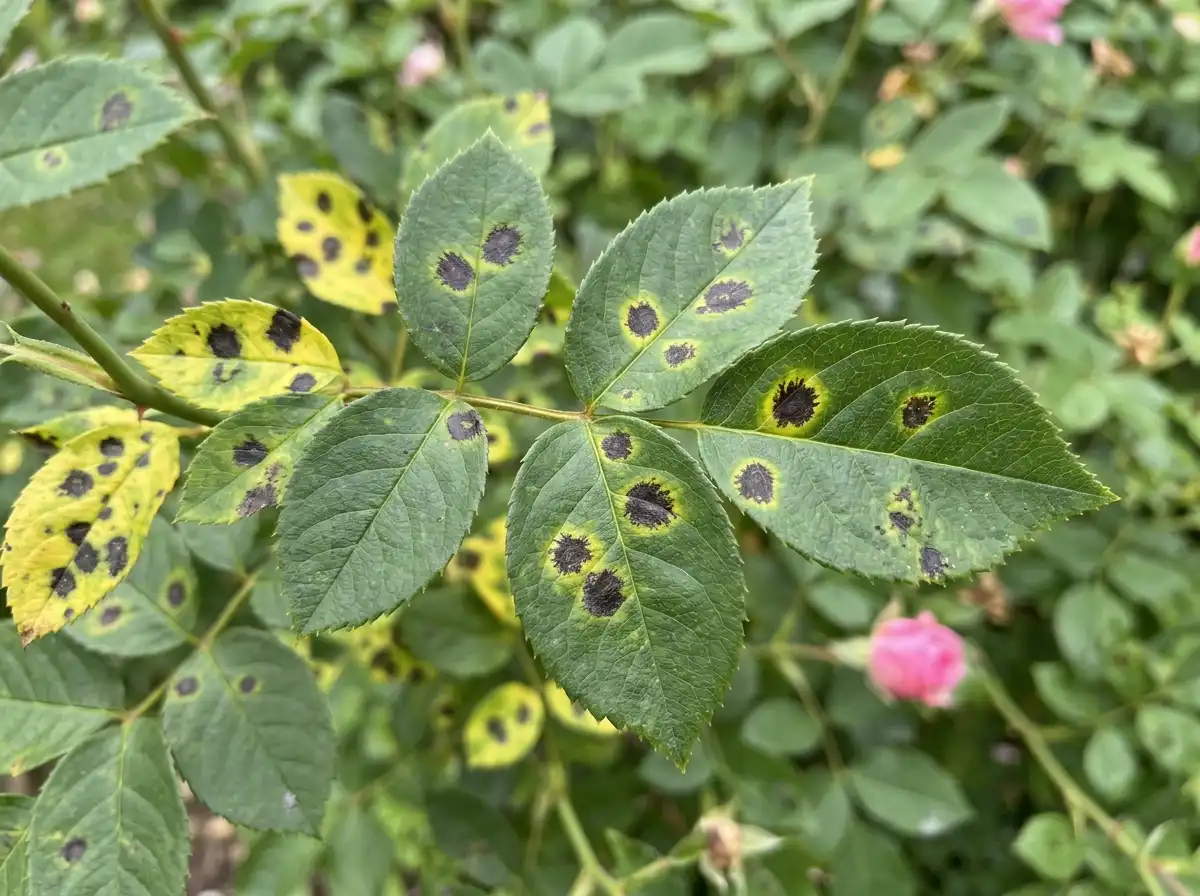 Black Spot in Rose, an Vielblütige Rose, Fungal