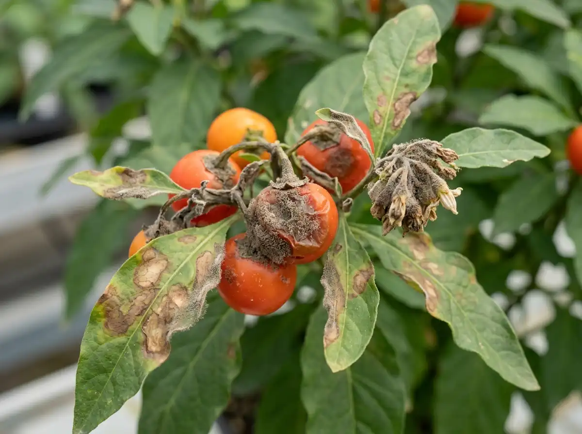 Botrytis blight in Jerusalem Cherry, sur Coral Cherry, Fungal