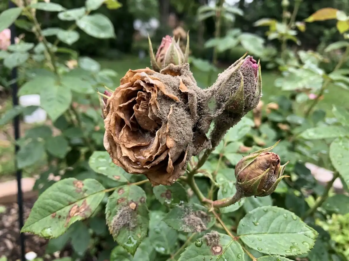 Botrytis Blight in Rose, an Vielblütige Rose, Fungal
