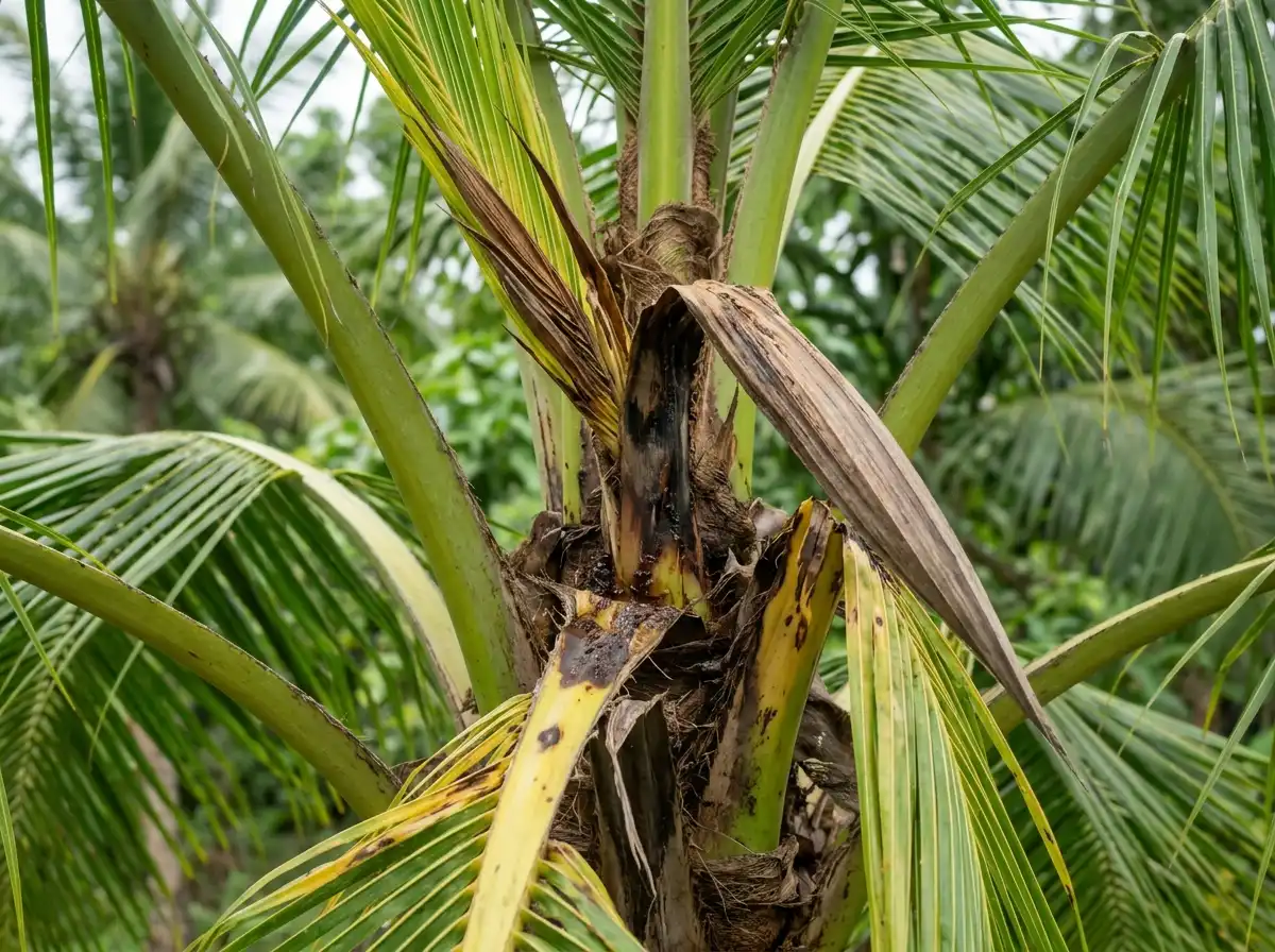 Bud rot in Coconut Palm, sur Le Cocotier, Oomycete