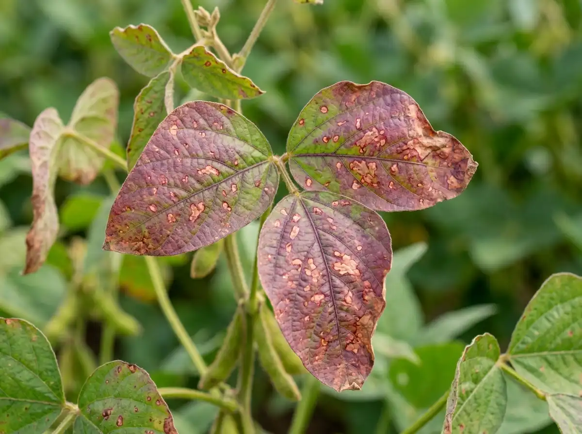 Cercospora leaf blight in Soybean, on Soybean, Fungal