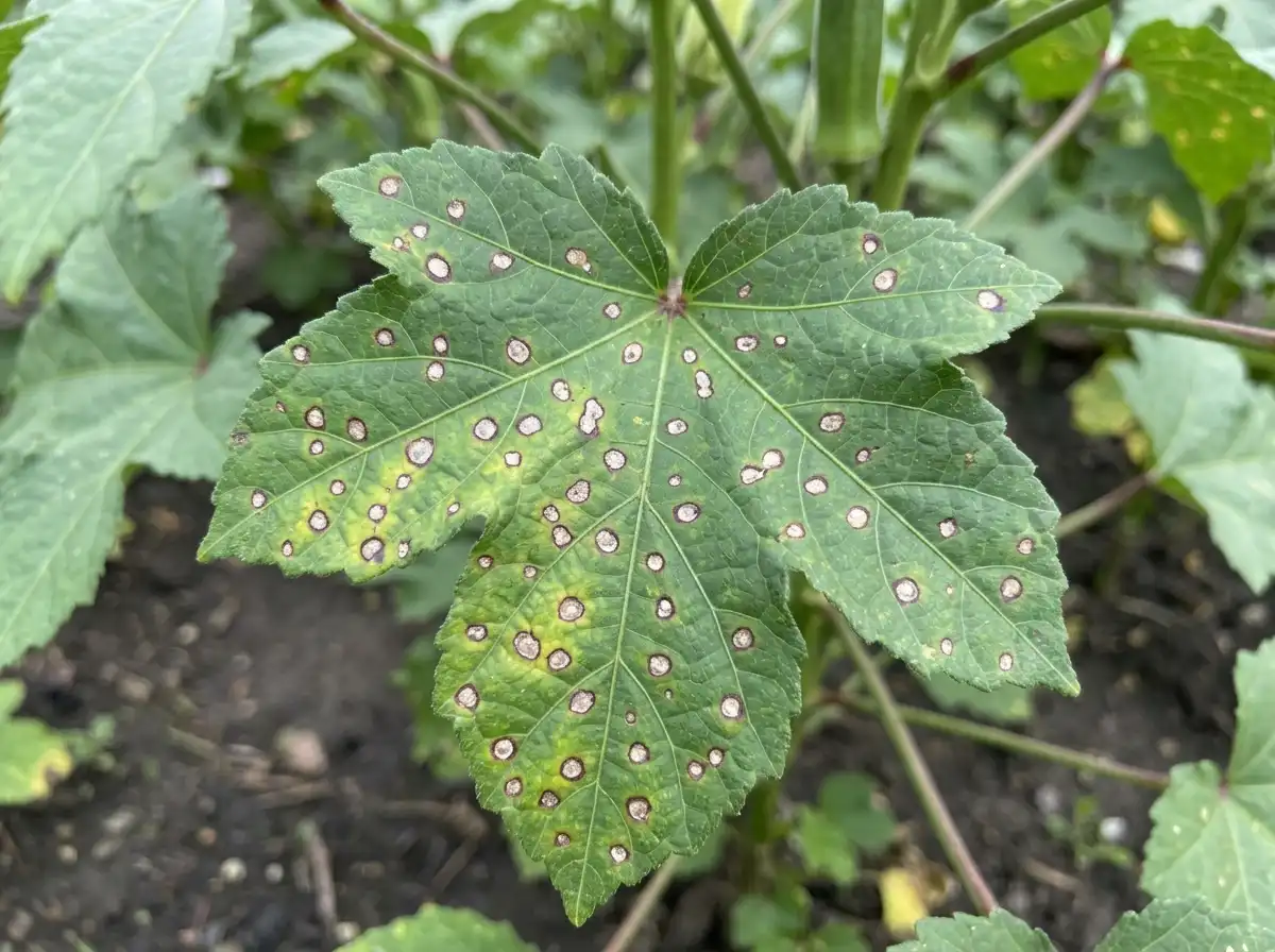 Cercospora leaf spot in Okra, sur Gombo, Fungal