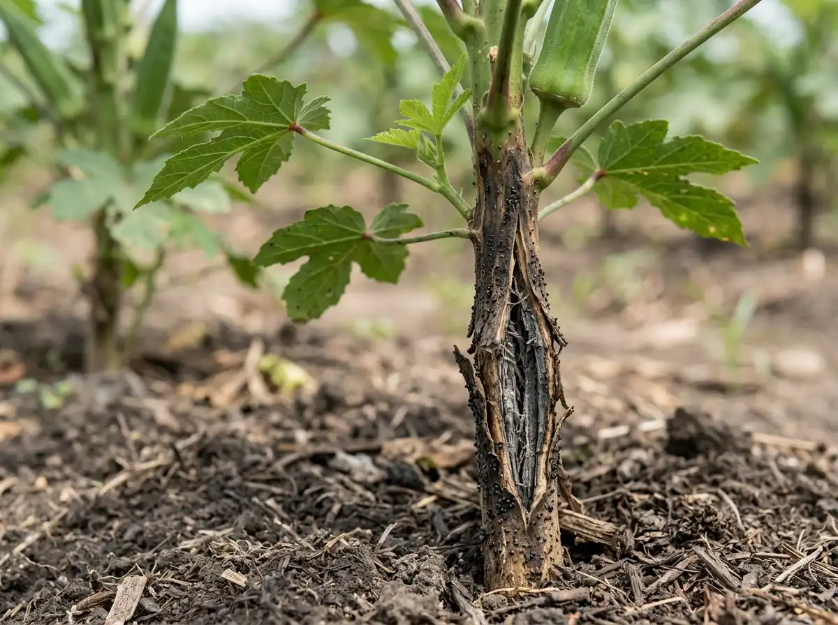 Charcoal rot in Okra, sur Gombo, Fungal
