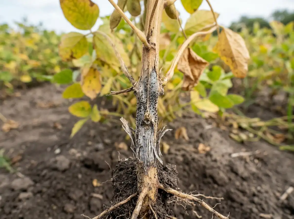 Charcoal rot in Soybean, on Soybean, Fungal