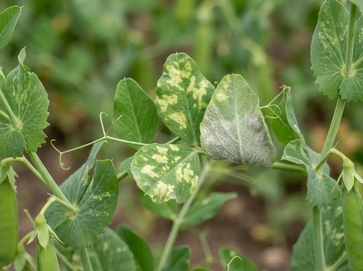 Downy mildew in Pea, sur Le Pois, Oomycete