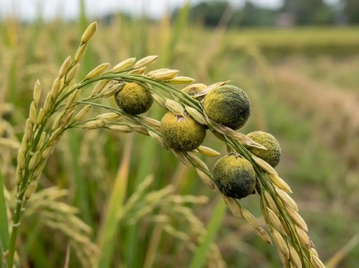 False smut in Rice, on Asian Rice, Fungal