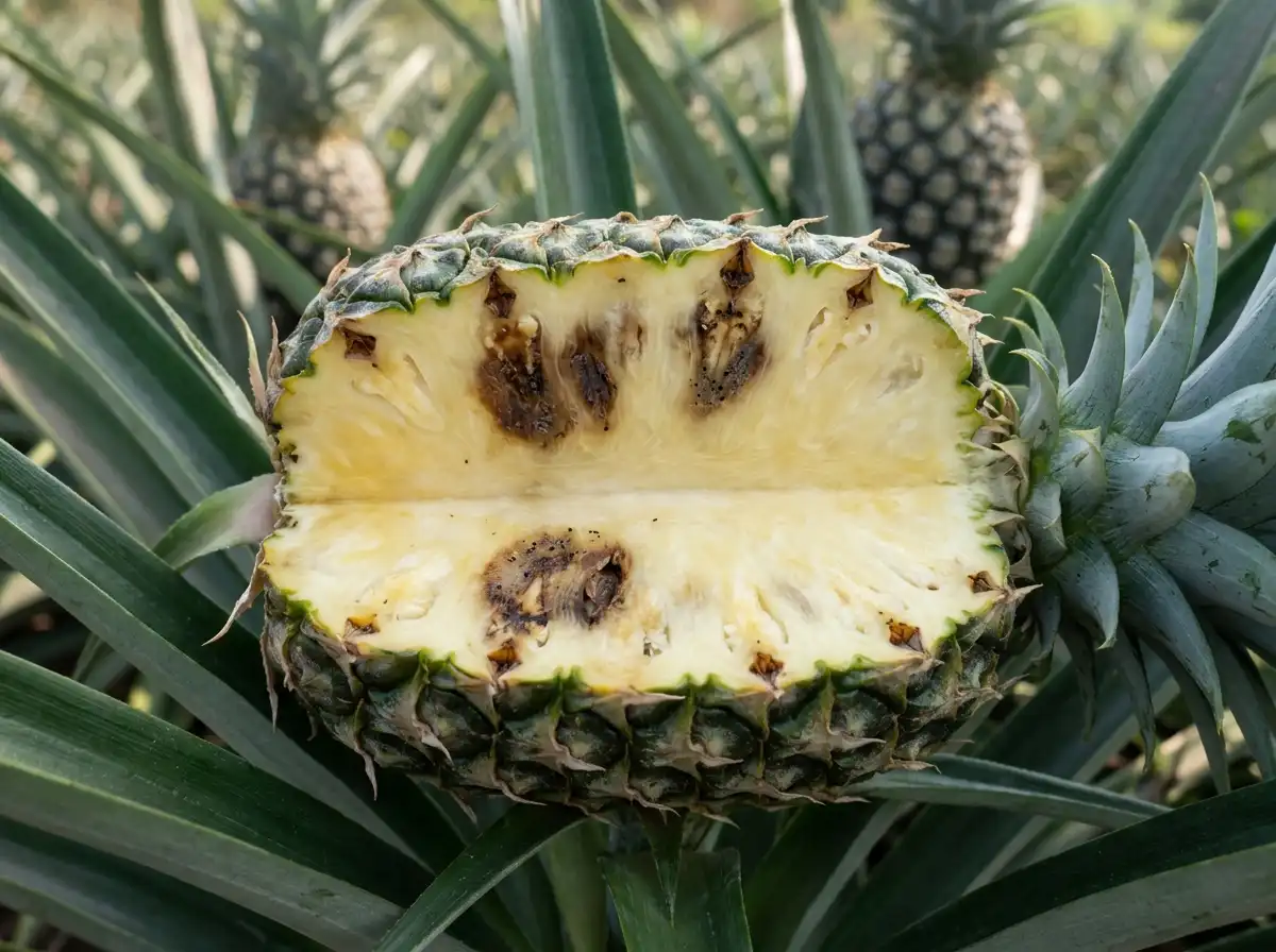 Fruitlet core rot in Pineapple, sur L'ananas, Fungal
