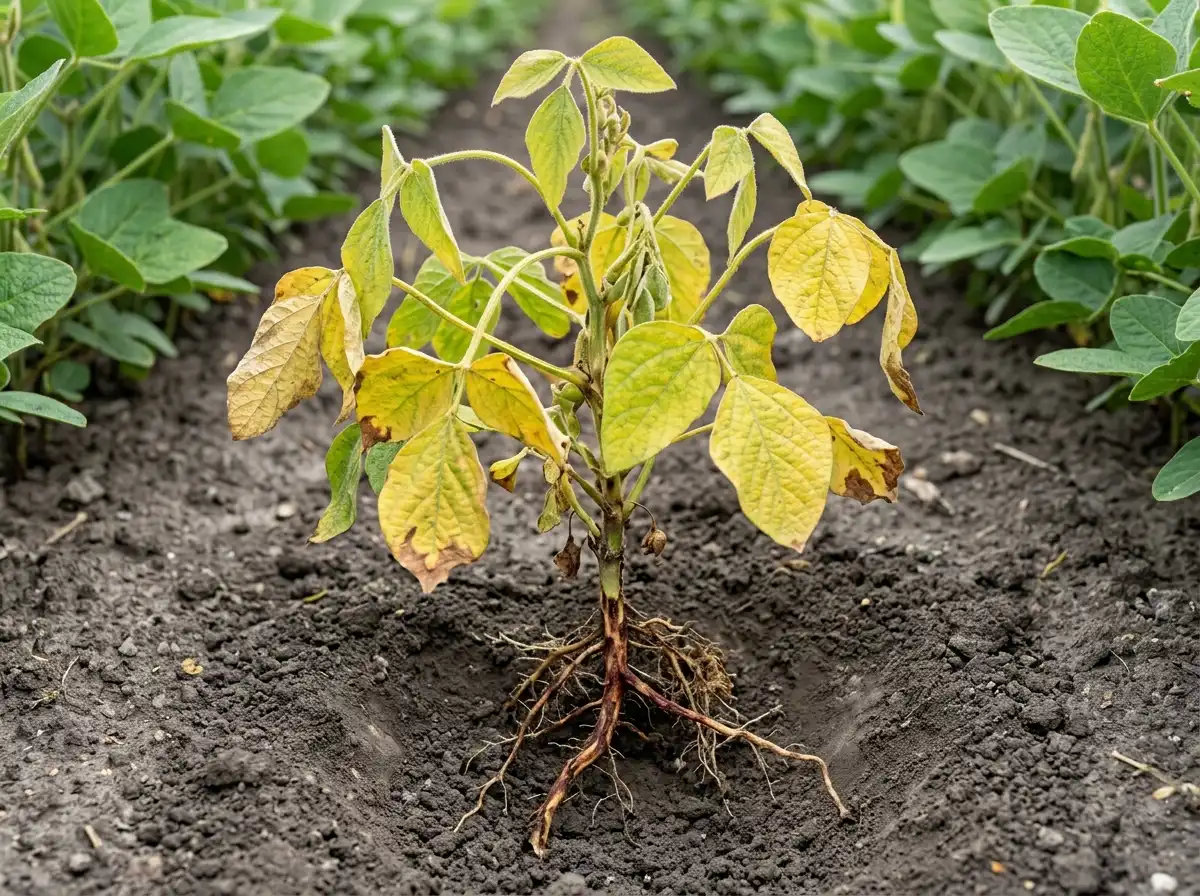 Fusarium root rot and wilt in Soybean, on Soybean, Fungal