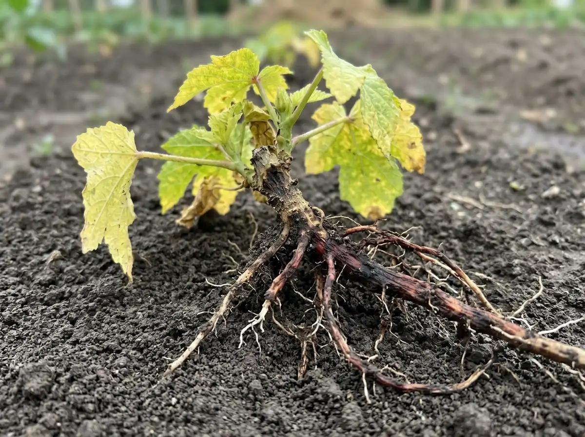 Fusarium root rot in Okra, sur Gombo, Fungal