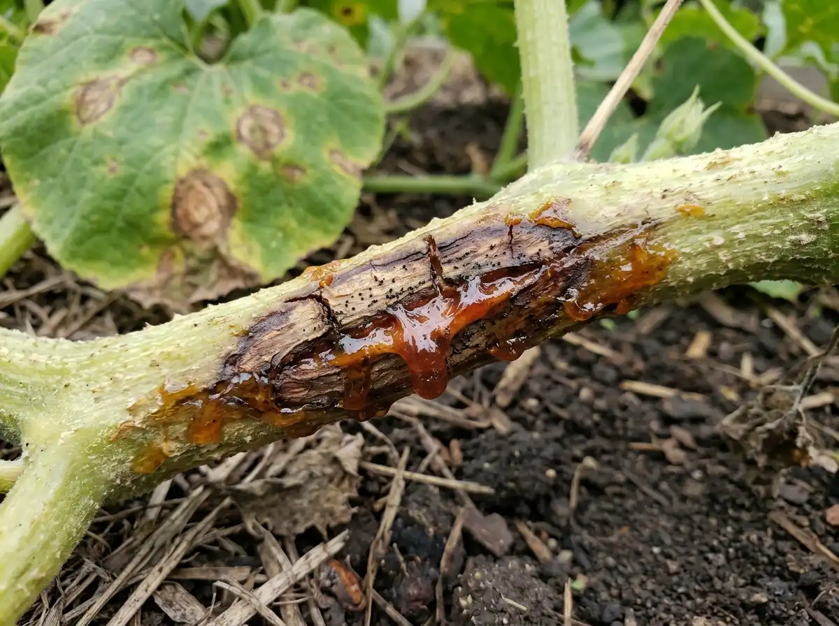 Gummy stem blight in Pumpkin, sur Courge, Fungal
