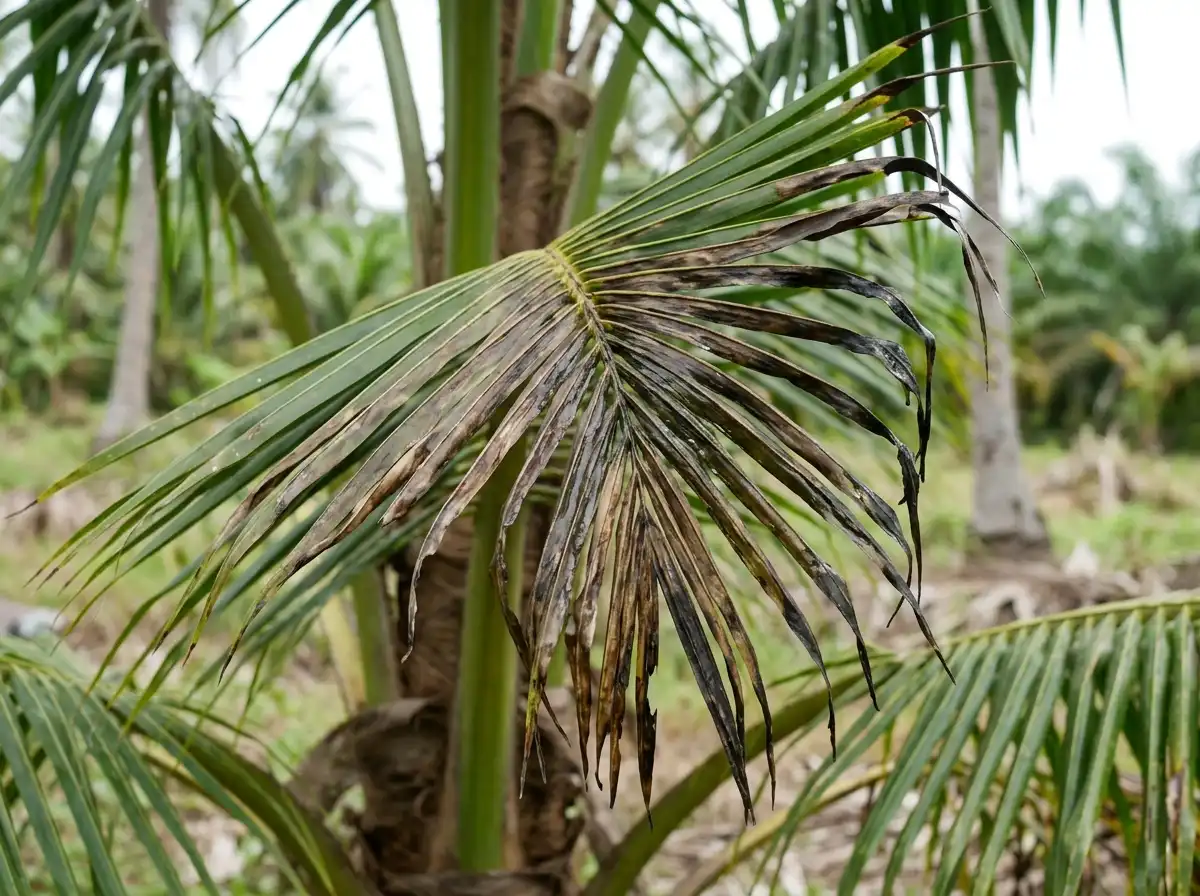 Leaf rot disease in Coconut Palm, sur Le Cocotier, Fungal
