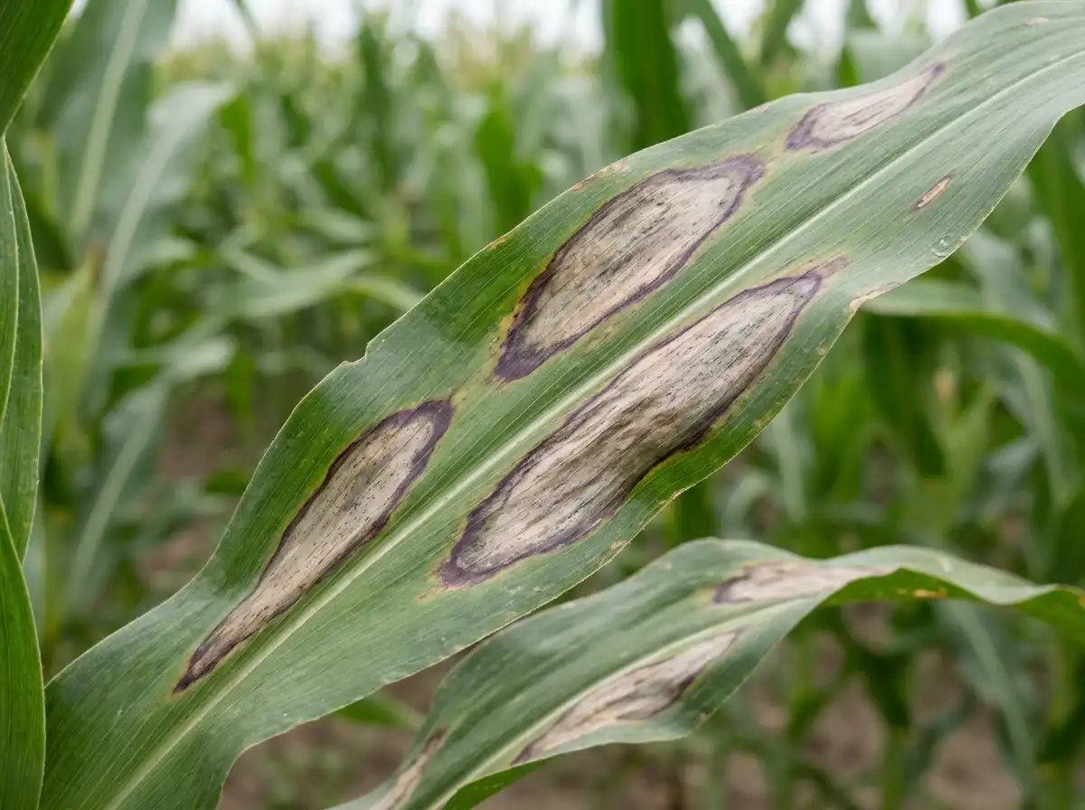 Northern corn leaf blight in Corn (syn. Maize), sur Le Maïs, Fungal