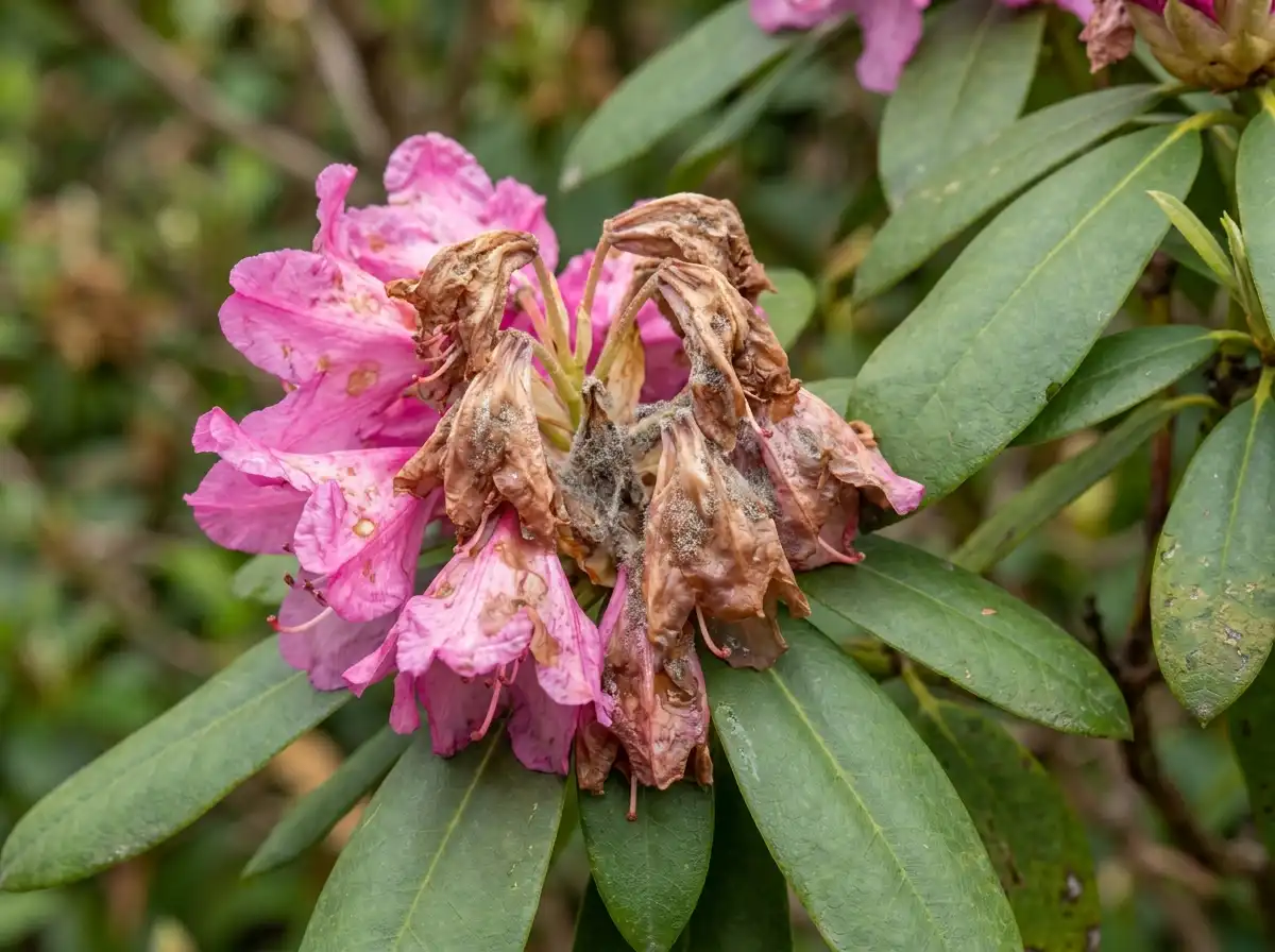 Ovulinia Petal Blight in Rhododendron, on Bog Labrador Tea, Fungal