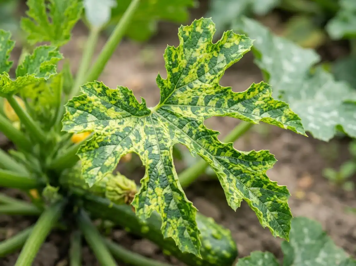 Papaya ringspot in Zucchini, sur Courge, Viral