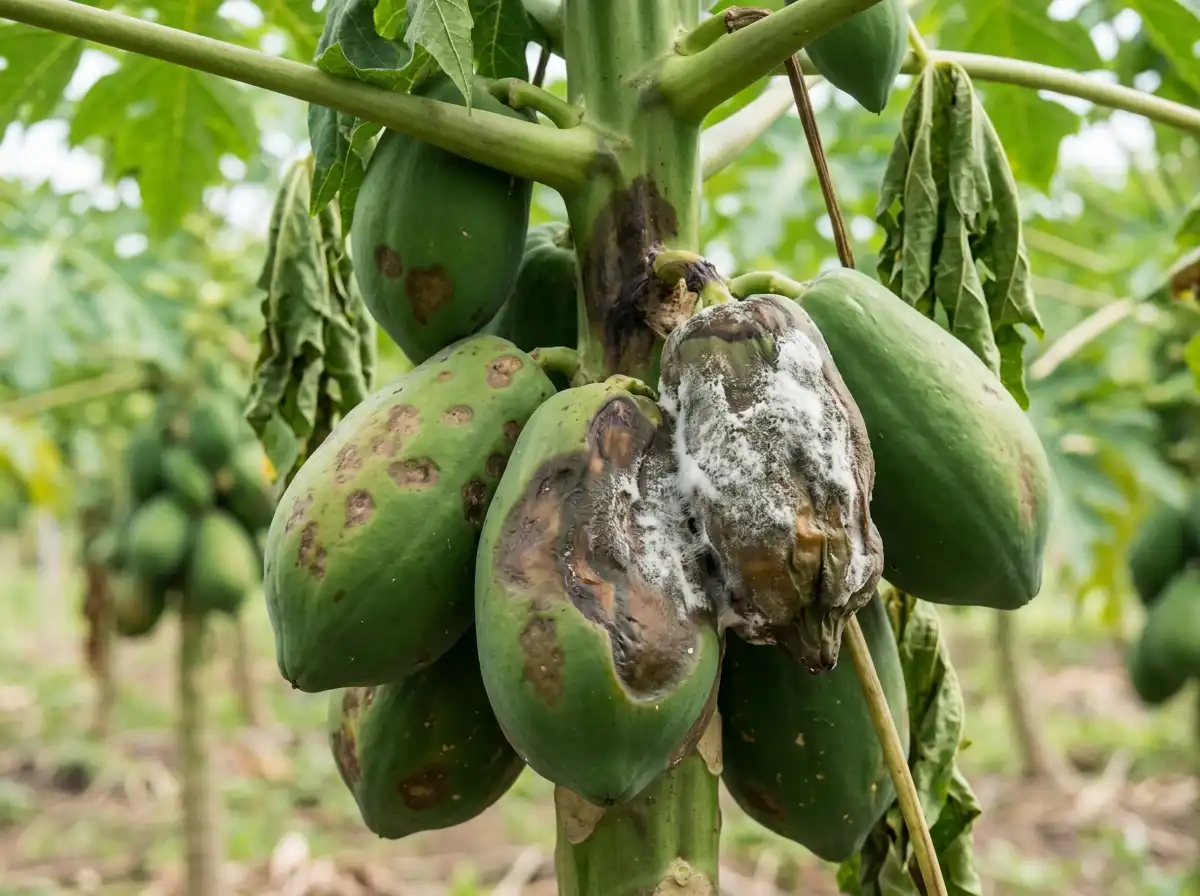 Phytophthora blight in Papaya, sur Le Papayer, Oomycete