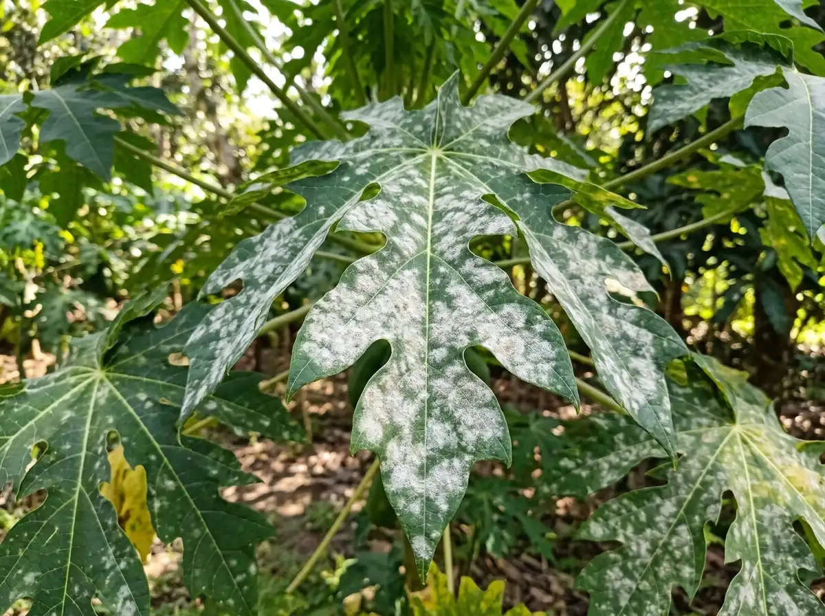 Powdery mildew in Papaya, sur Le Papayer, Fungal