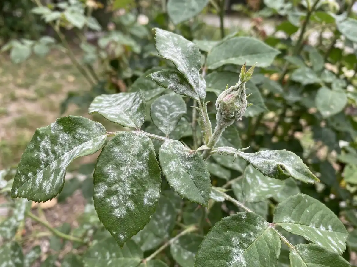 Powdery Mildew in Rose, an Vielblütige Rose, Fungal