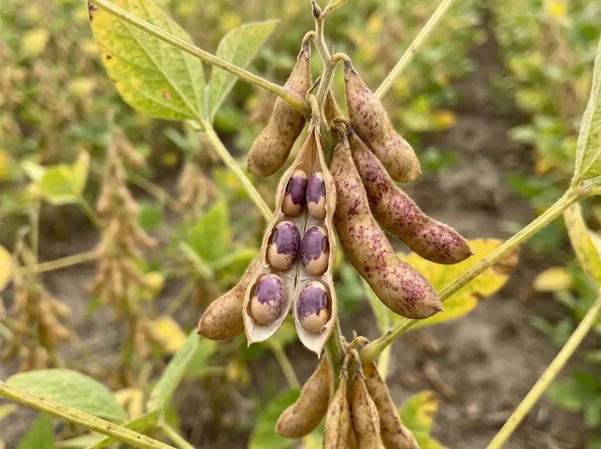 Purple seed stain in Soybean, on Soybean, Fungal