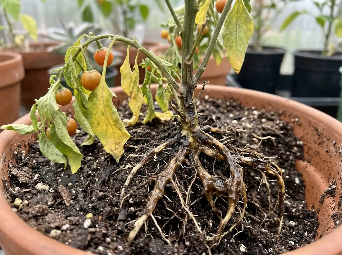 Pythium root rot in Jerusalem Cherry, sur Coral Cherry, Fungal