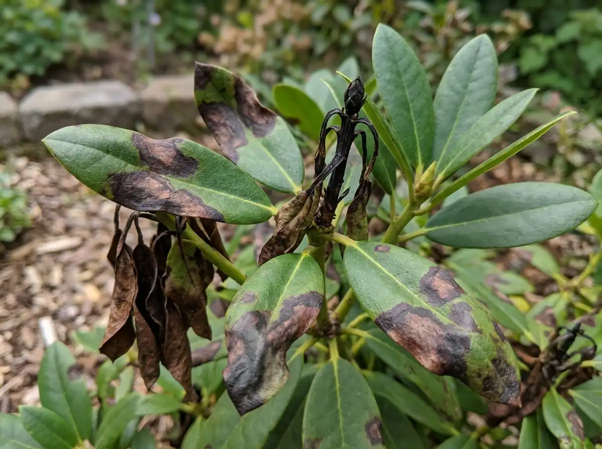 Ramorum Blight in Rhododendron, on Bog Labrador Tea, Oomycete