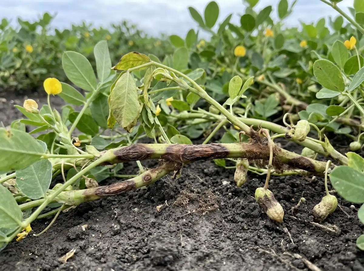 Rhizoctonia limb rot in Peanut, on Peanut, Fungal
