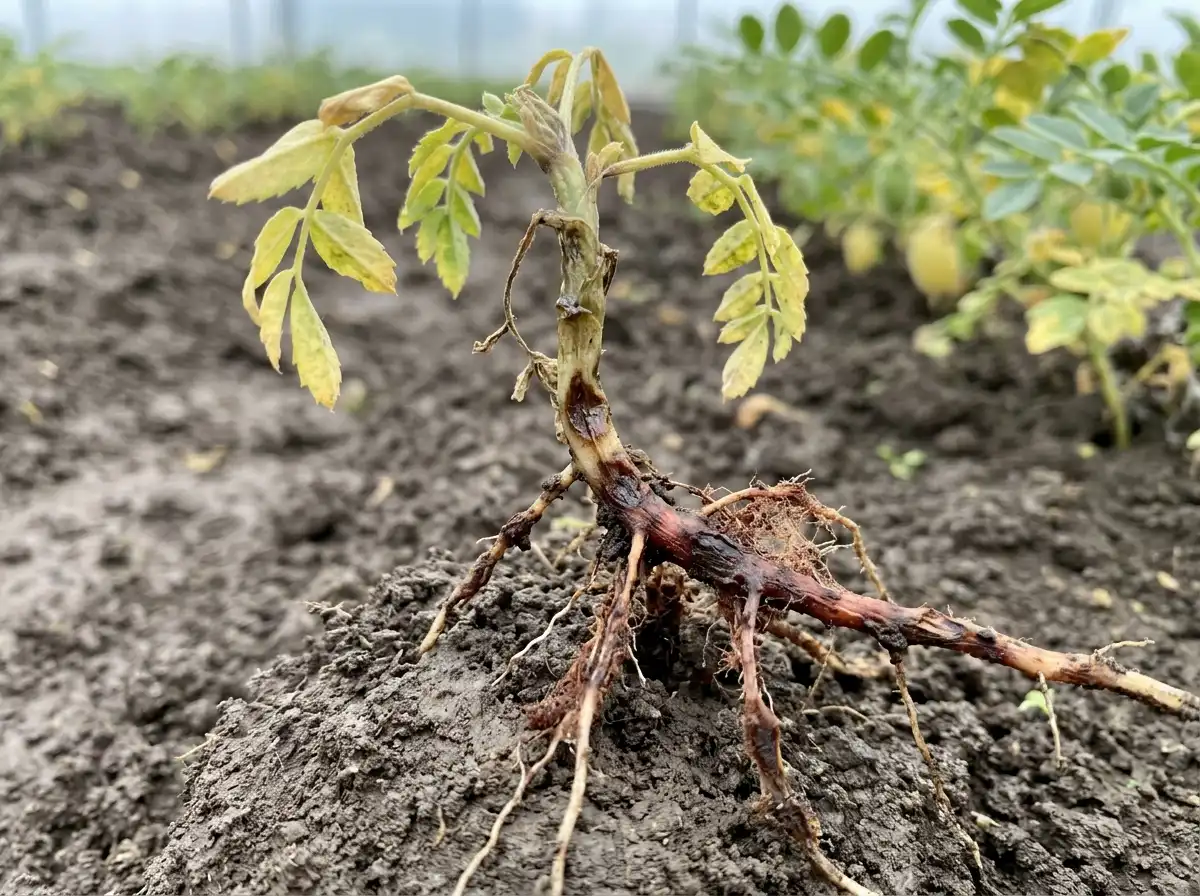 Rhizoctonia seed, seedling, and wet root rot in Chickpea, sur Le Pois Chiche, Fungal