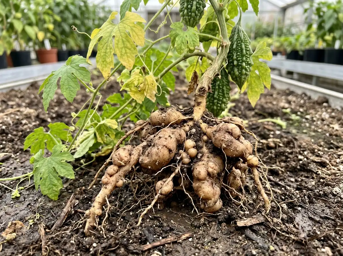 Root-knot nematode in Bitter, sur Le Melon Amer, Nematode