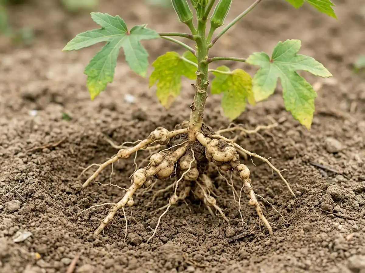 Root-knot nematode in Okra, sur Gombo, Nematode
