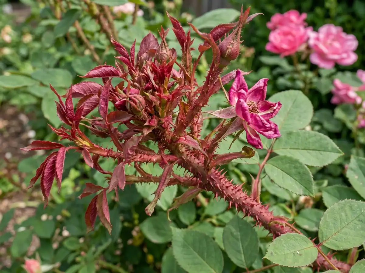 Rose Rosette Disease in Rose, an Vielblütige Rose, Viral
