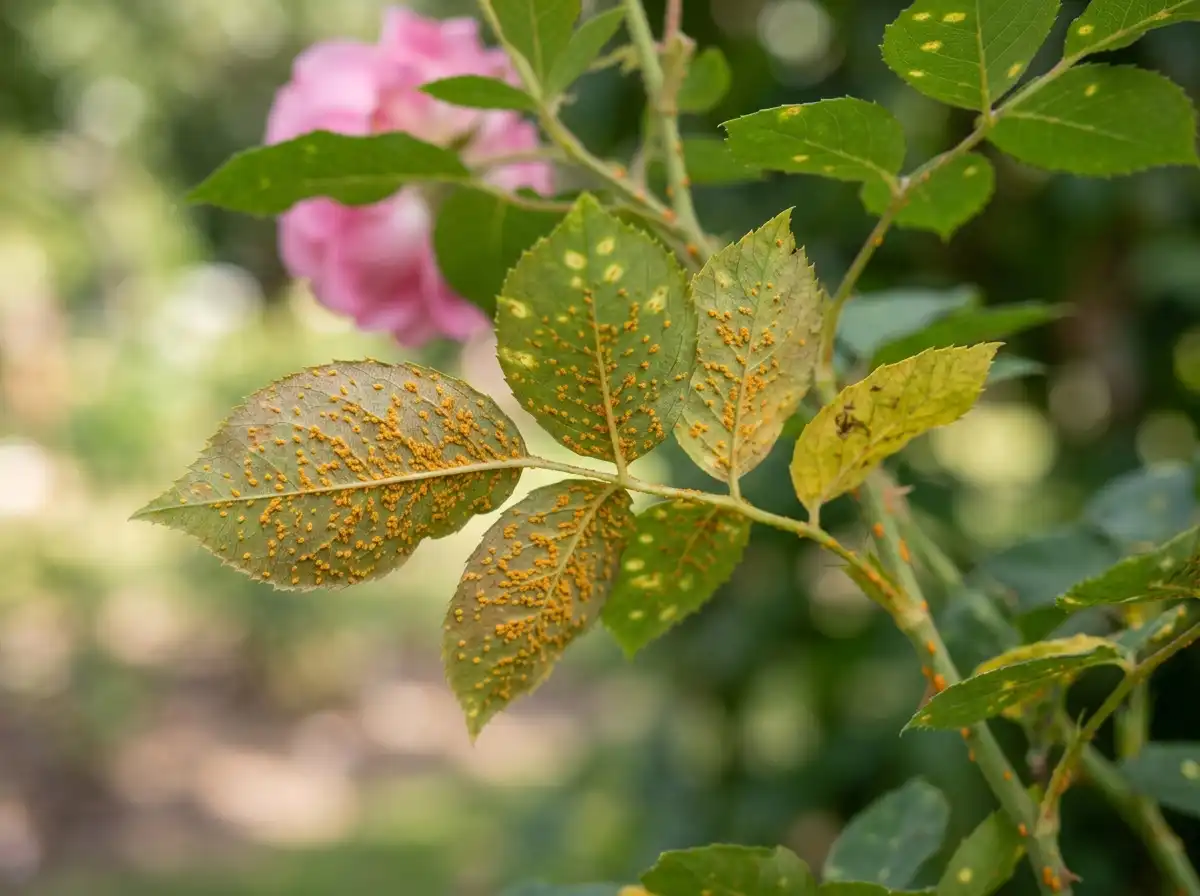 Rose Rust in Rose, an Vielblütige Rose, Fungal