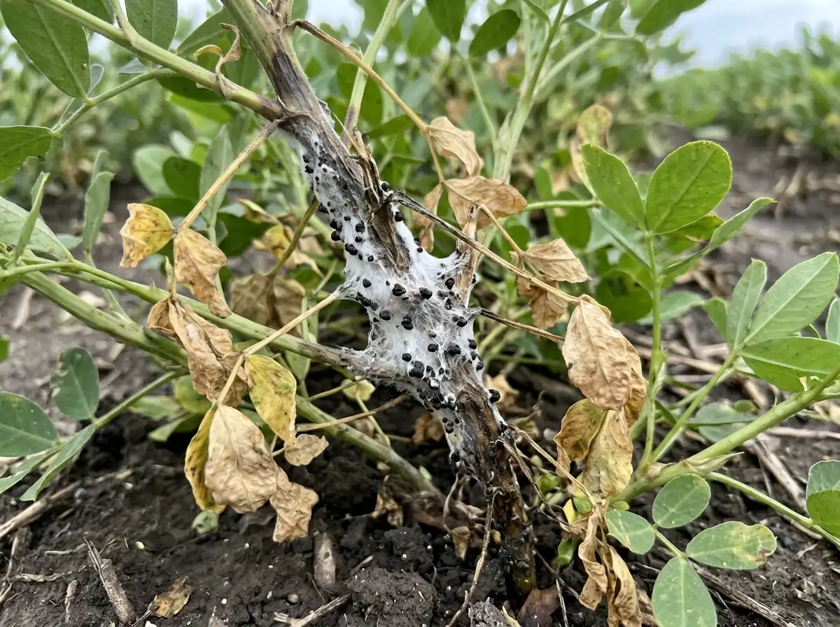 Sclerotinia blight in Peanut, on Peanut, Fungal