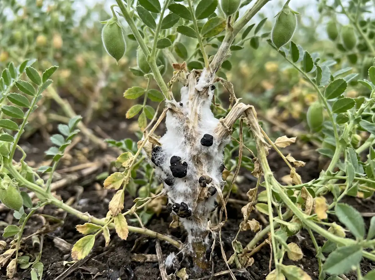Sclerotinia stem and crown rot in Chickpea, sur Le Pois Chiche, Fungal
