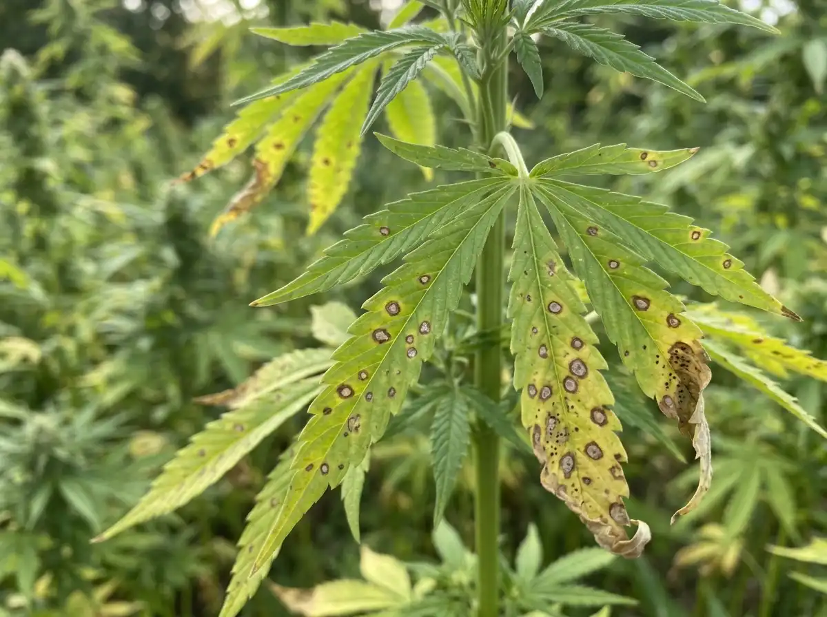 Septoria leaf spot in Hemp, sur Chanvre, Fungal