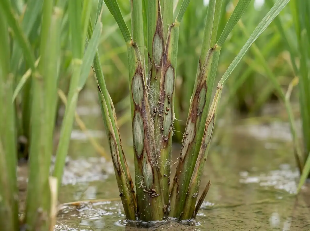 Sheath blight in Rice, on Asian Rice, Fungal