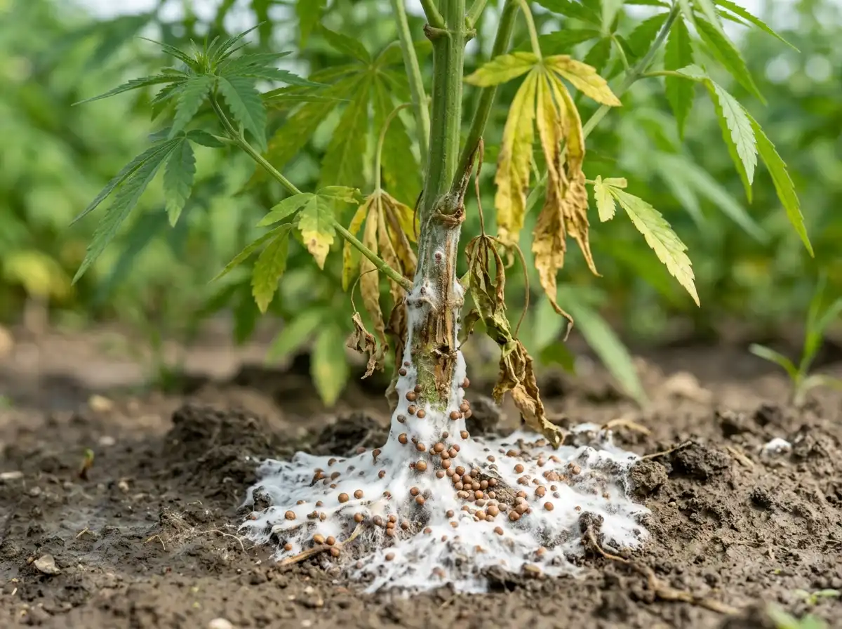 Southern blight in Hemp, on Cannabis, Fungal