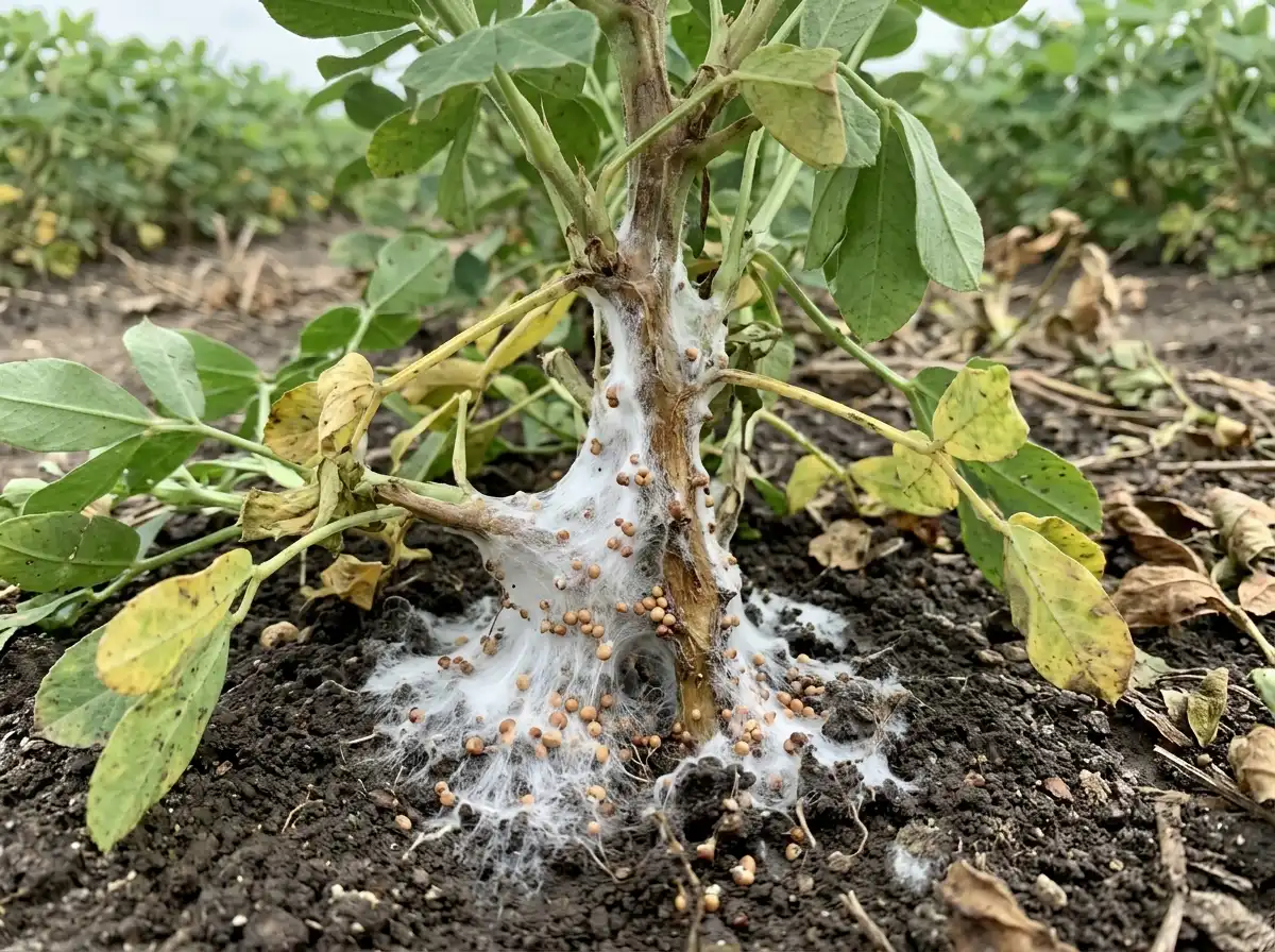 Southern blight in Peanut, on Peanut, Fungal