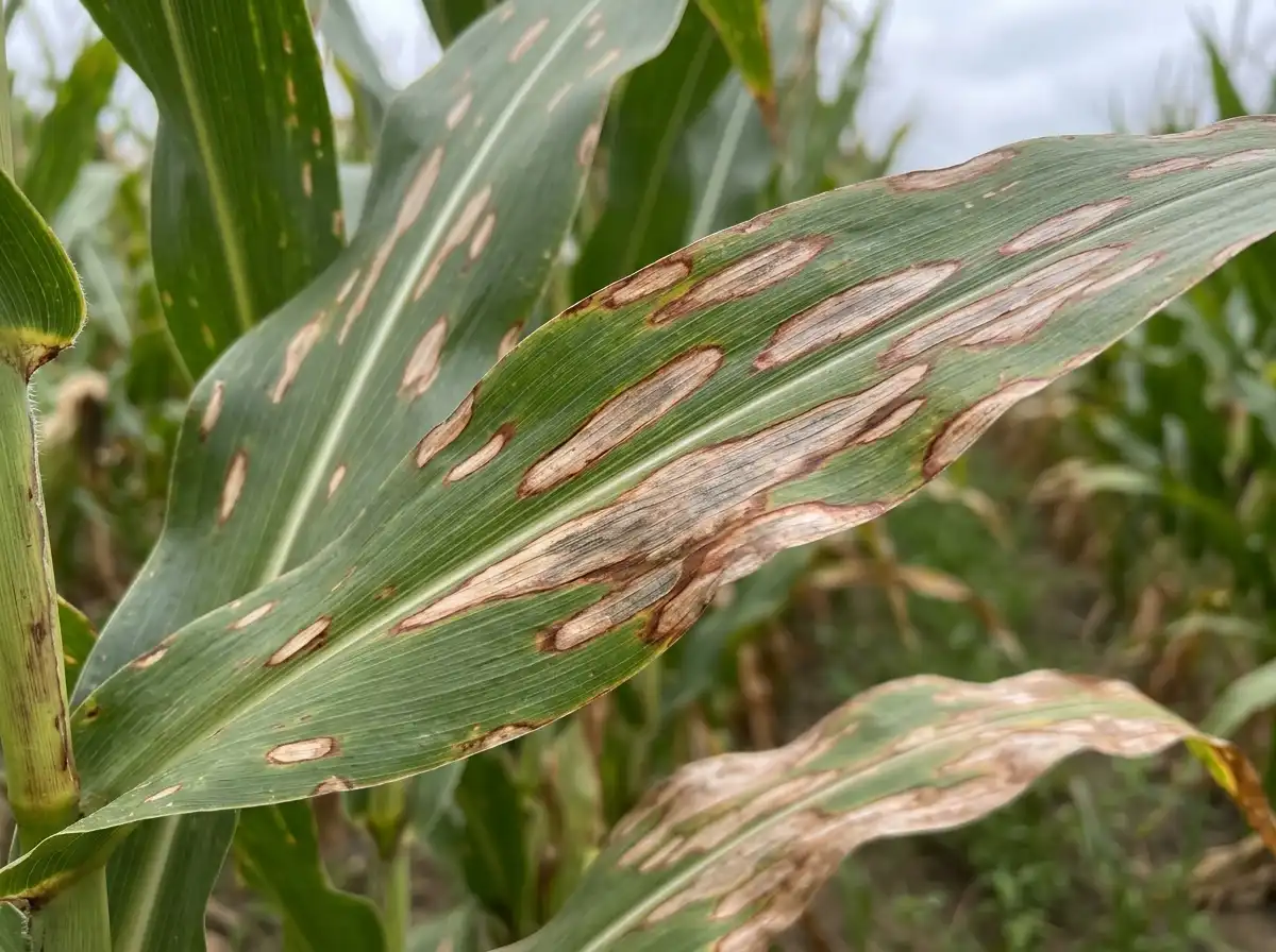 Southern corn leaf blight in Corn (syn. Maize), sur Le Maïs, Fungal