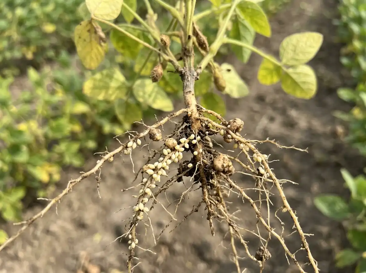 Soybean cyst nematode in Soybean, on Soybean, Nematode