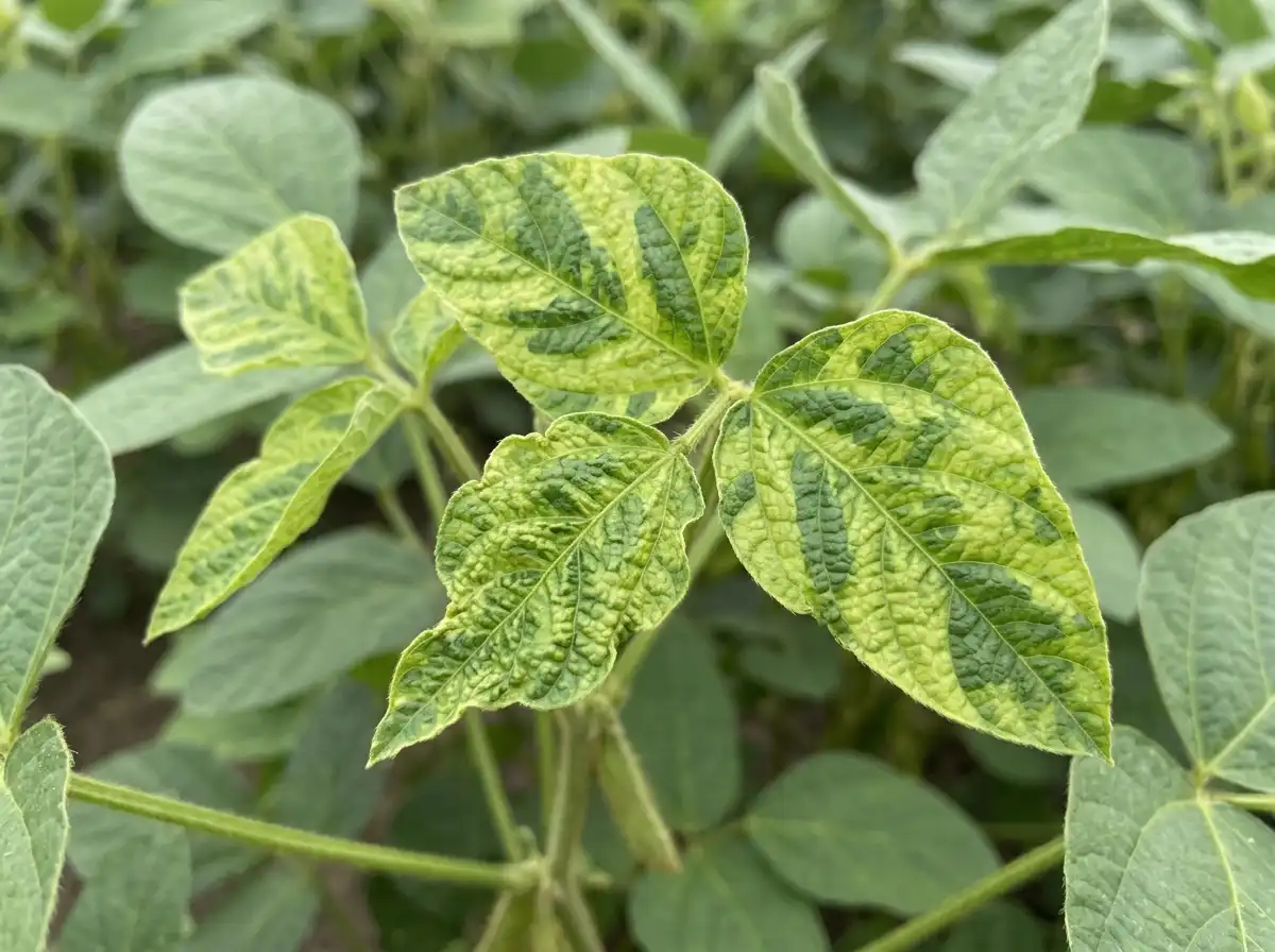 Soybean mosaic in Soybean, on Soybean, Viral