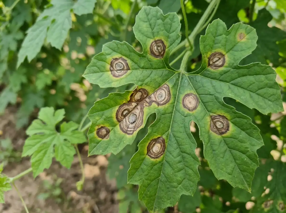 Target leaf spot in Bitter, sur Le Melon Amer, Fungal