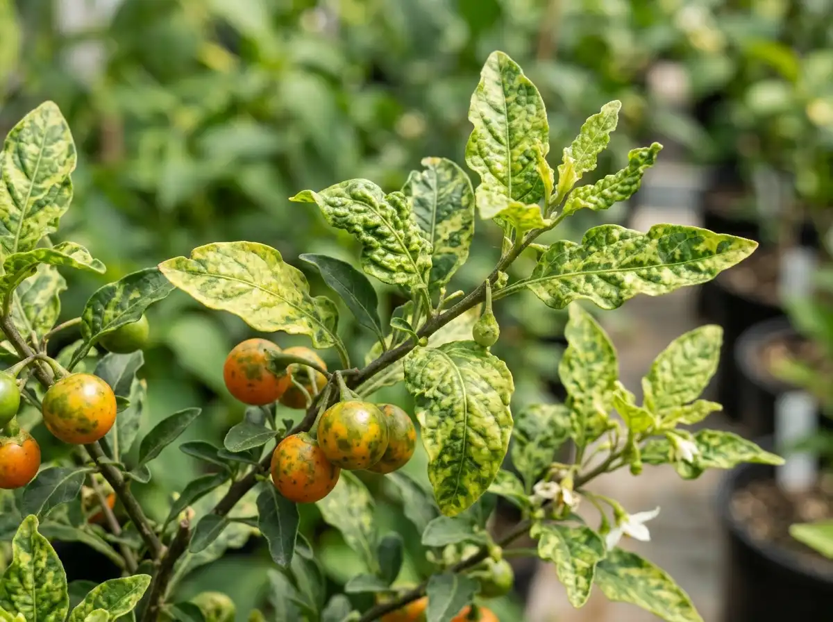 Tobacco mosaic in Jerusalem Cherry, on Jerusalem Cherry, Viral