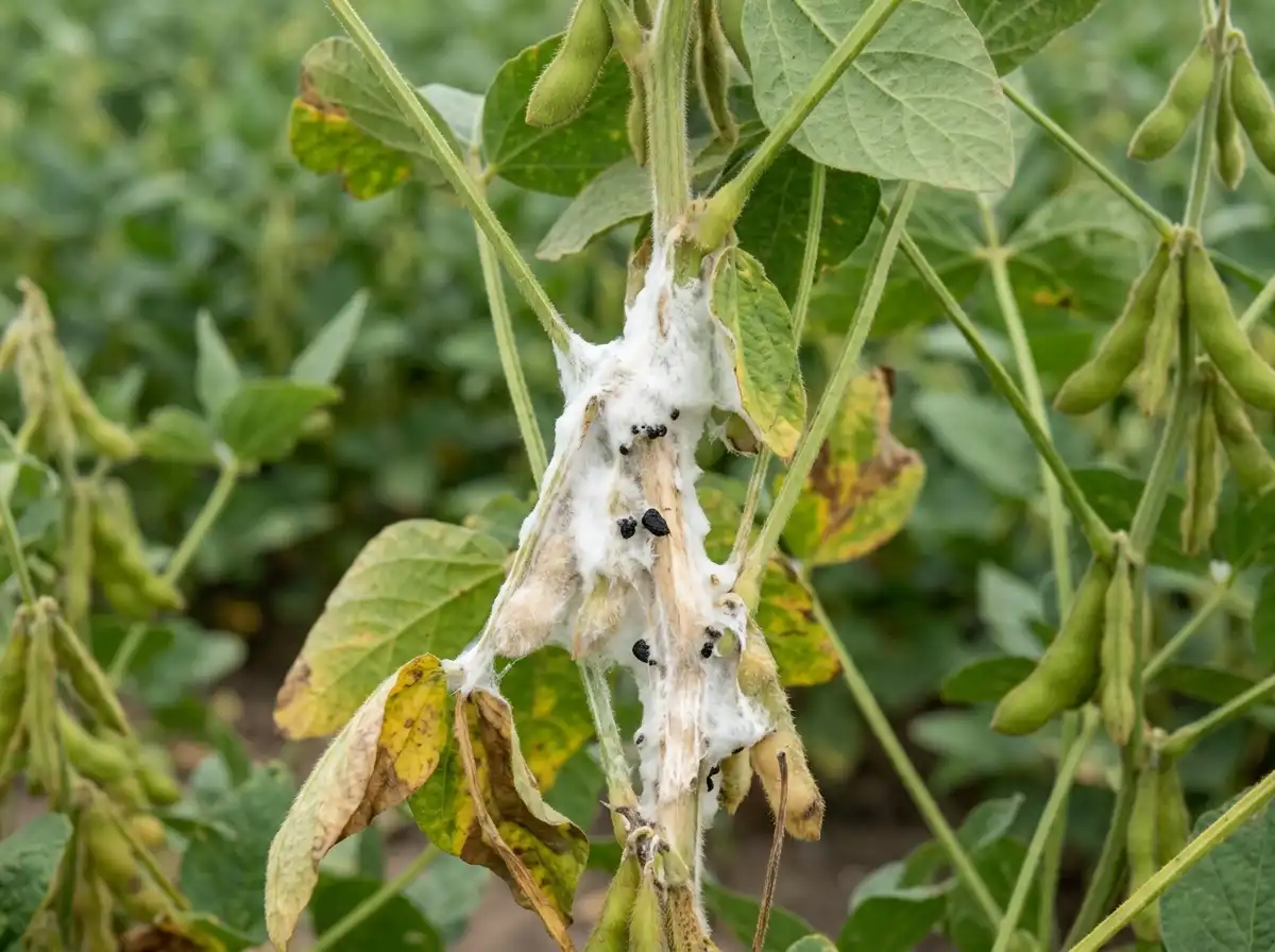 White mold in Soybean, on Soybean, Fungal