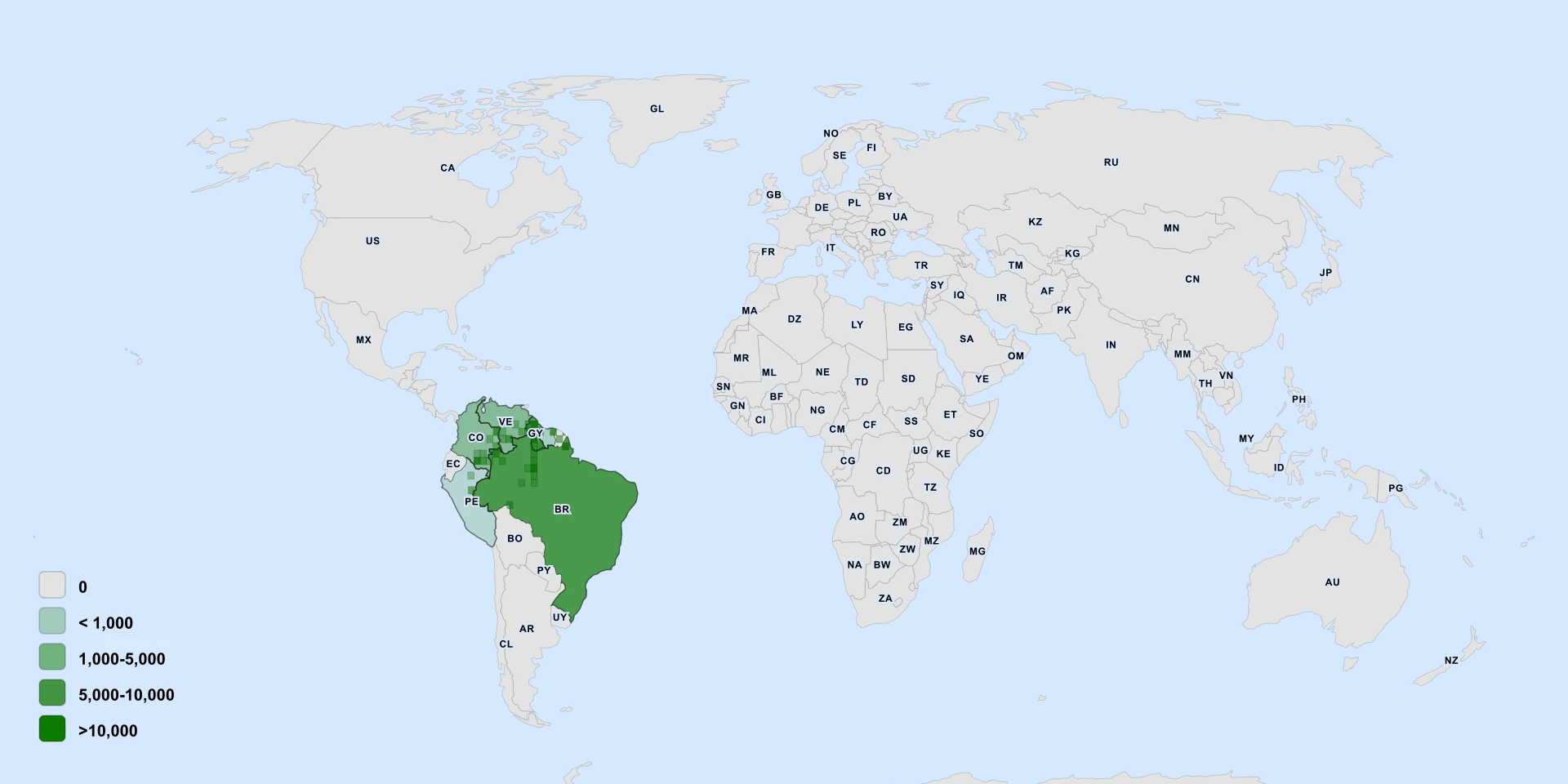 Carte de répartition : Abuta Obovata (Abuta obovata)