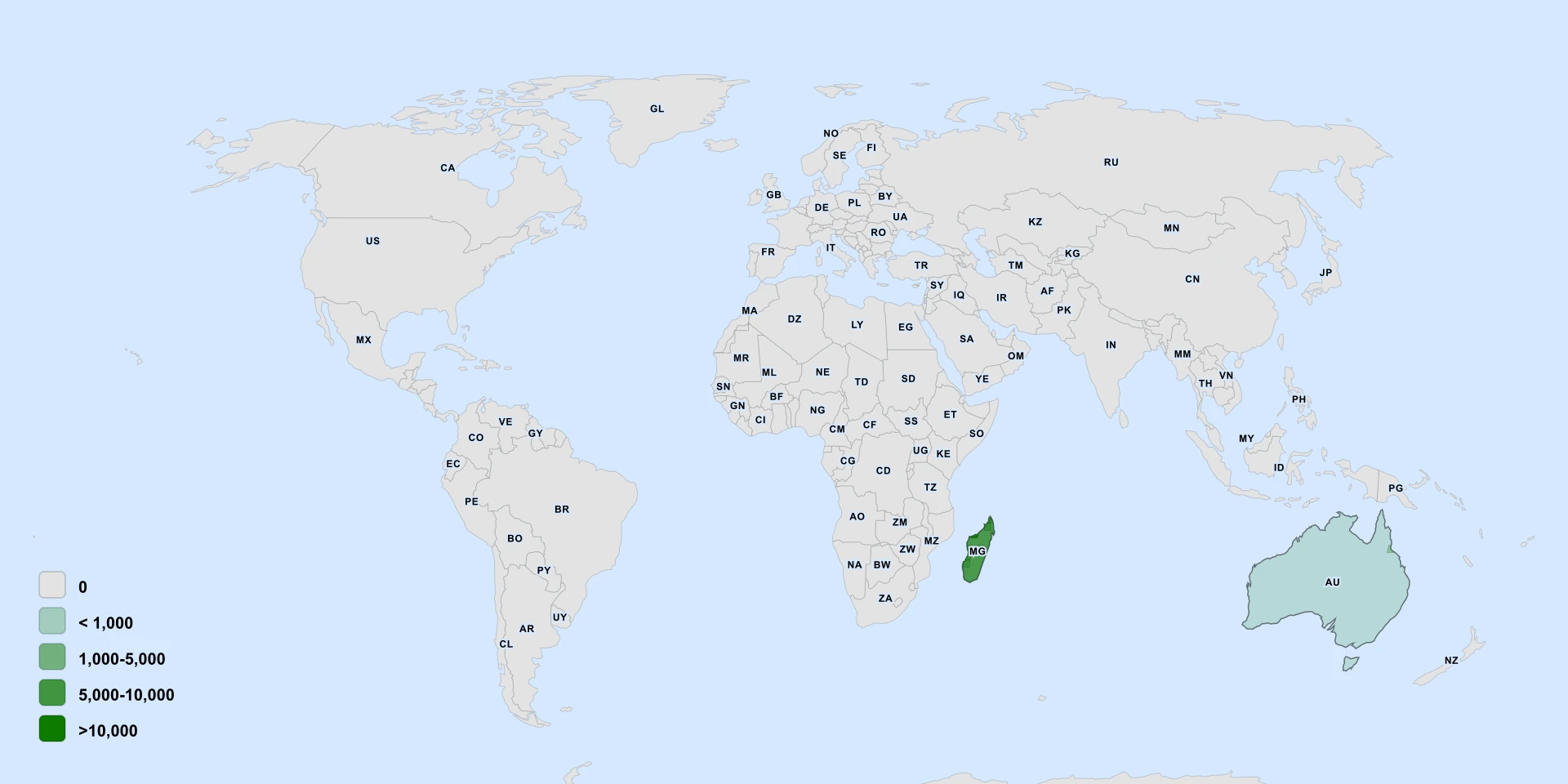 Distribution map for Compact Apongeton (Aponogeton ulvaceus)