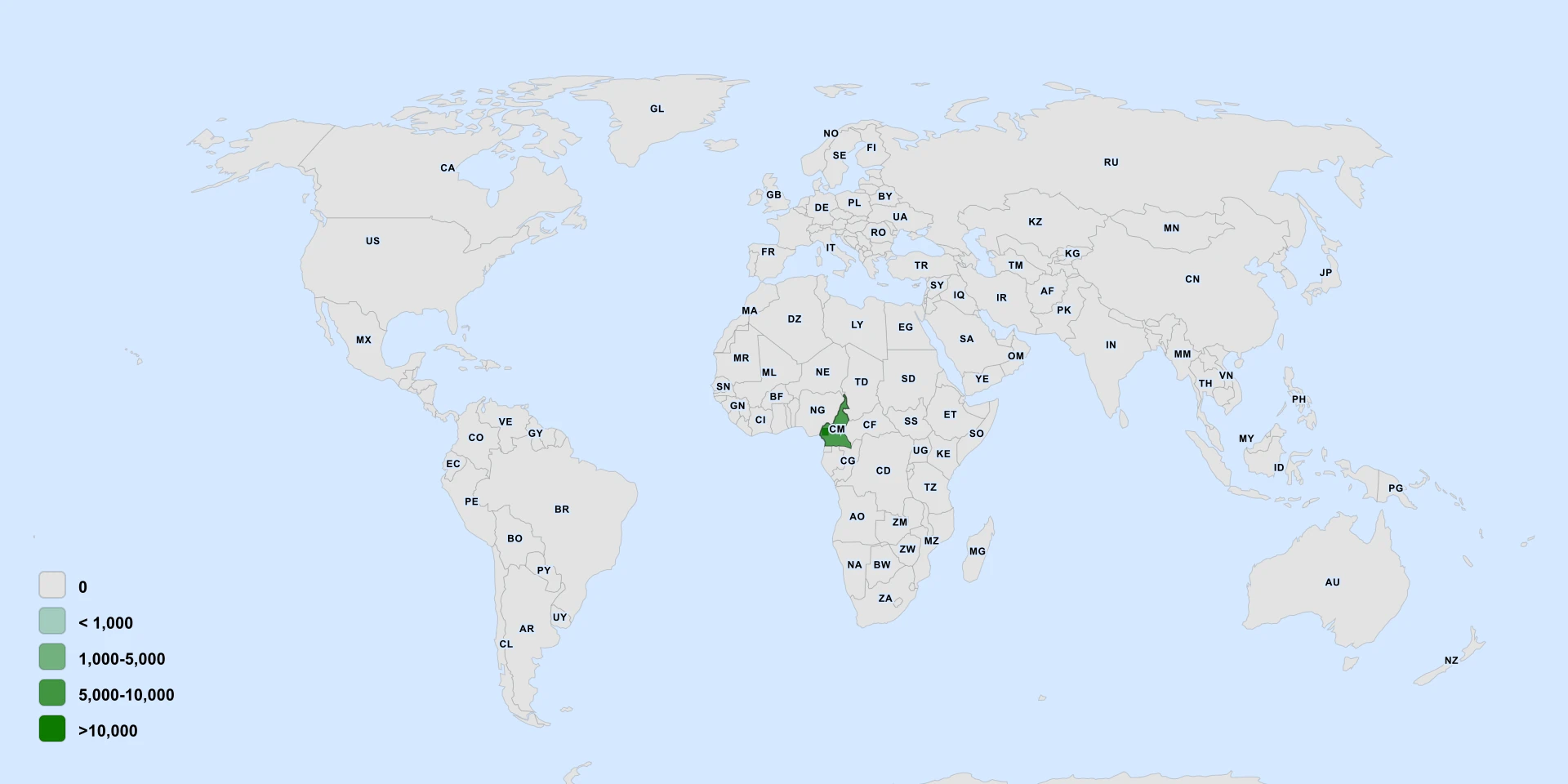 Distribution map for Aporrhiza Multijuga (Aporrhiza multijuga)