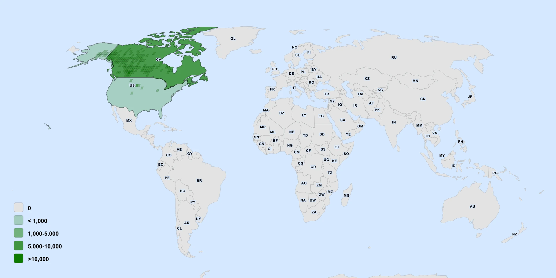 Distribution map for Small-Flower Columbine (Aquilegia brevistyla)